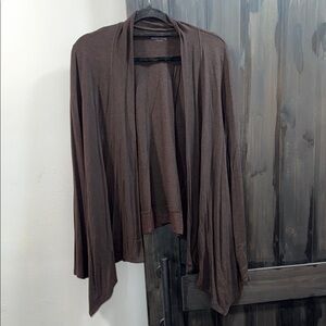 Eileen Fisher Chocolate Brown Drape Front Open Cardigan